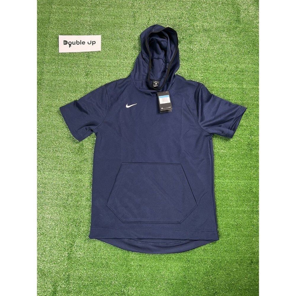 Nike Dri-FIT Short Sleeve Basketball Hoodie Blue Black AT5406-419 Men Size Med